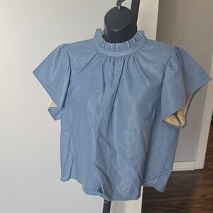 THML Light Blue Flutter Sleeve Blouse